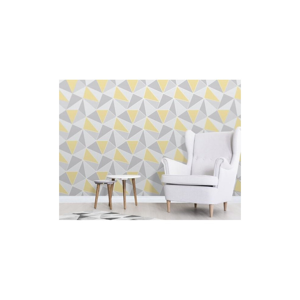 Elegant Apex Geo Sidewall Yellow Grey Wallpaper Wall Decoration 0.52M X 10.05M 5011419419913