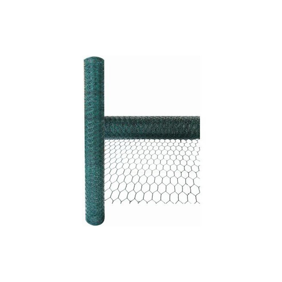 Pvc Coated Galvanised Chicken Wire Netting Green 5M X 0.6M X 25Mm Mesh