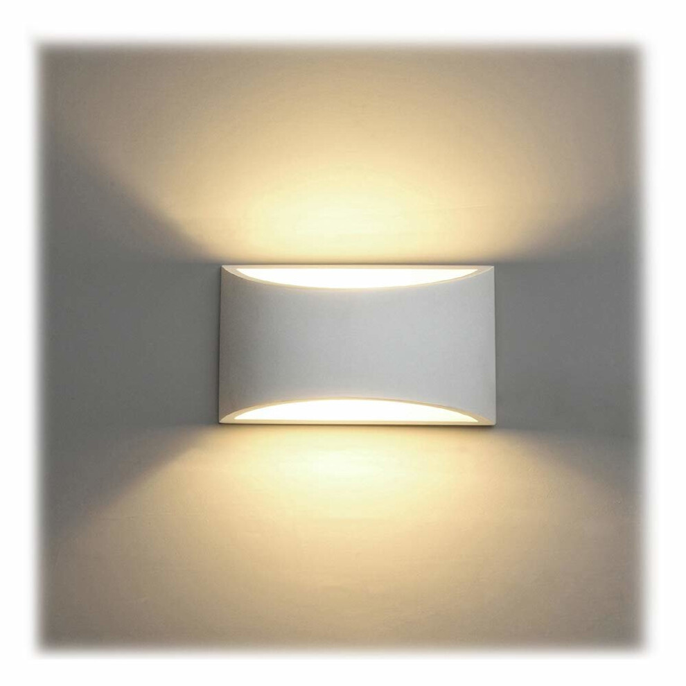 LED Wall Lights Indoor Modern White Plaster Wall Wash Lights 7W Warm White LED Sconce Up and Down Wall Lamp for Living Room, Bedroom, Hallway (G9...