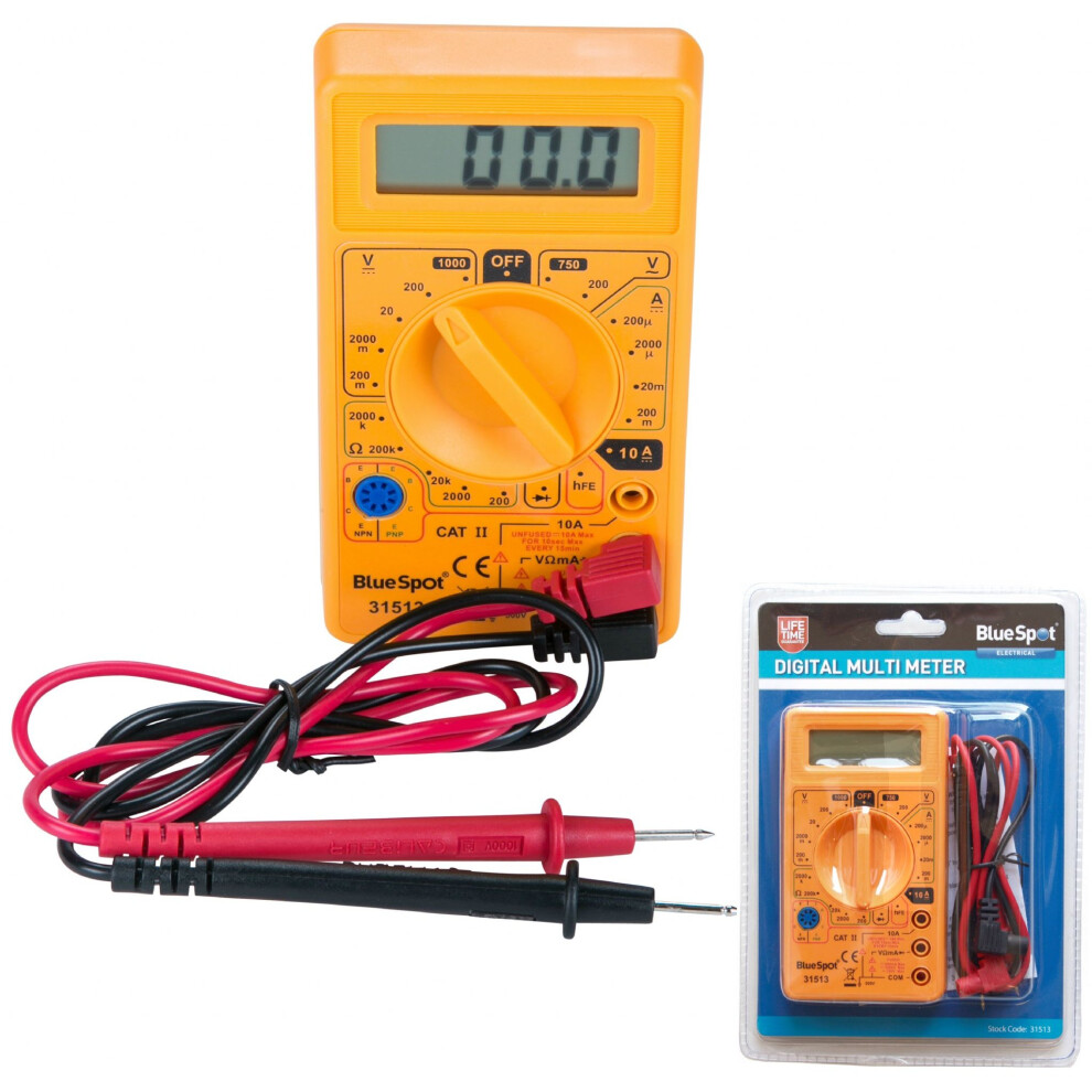 BlueSpot LCD Digital Multimeter Voltmeter AC & DC Voltage Tester Circuit Checker