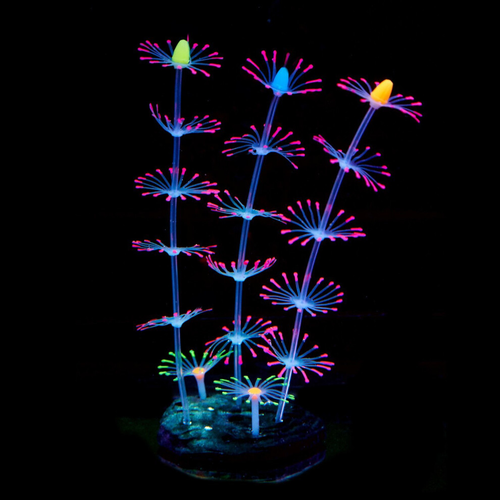 Uniclife Strip Coral Plant Ornament Glowing Effect Silicone Artificial Decoration for Fish Tank, Aquarium Landscape – Pink