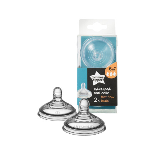 Tommee Tippee Tommee Tippee Advanced Anti-Colic Baby Bottle Silicone Teats, Fast Flow, 2 Pk 1