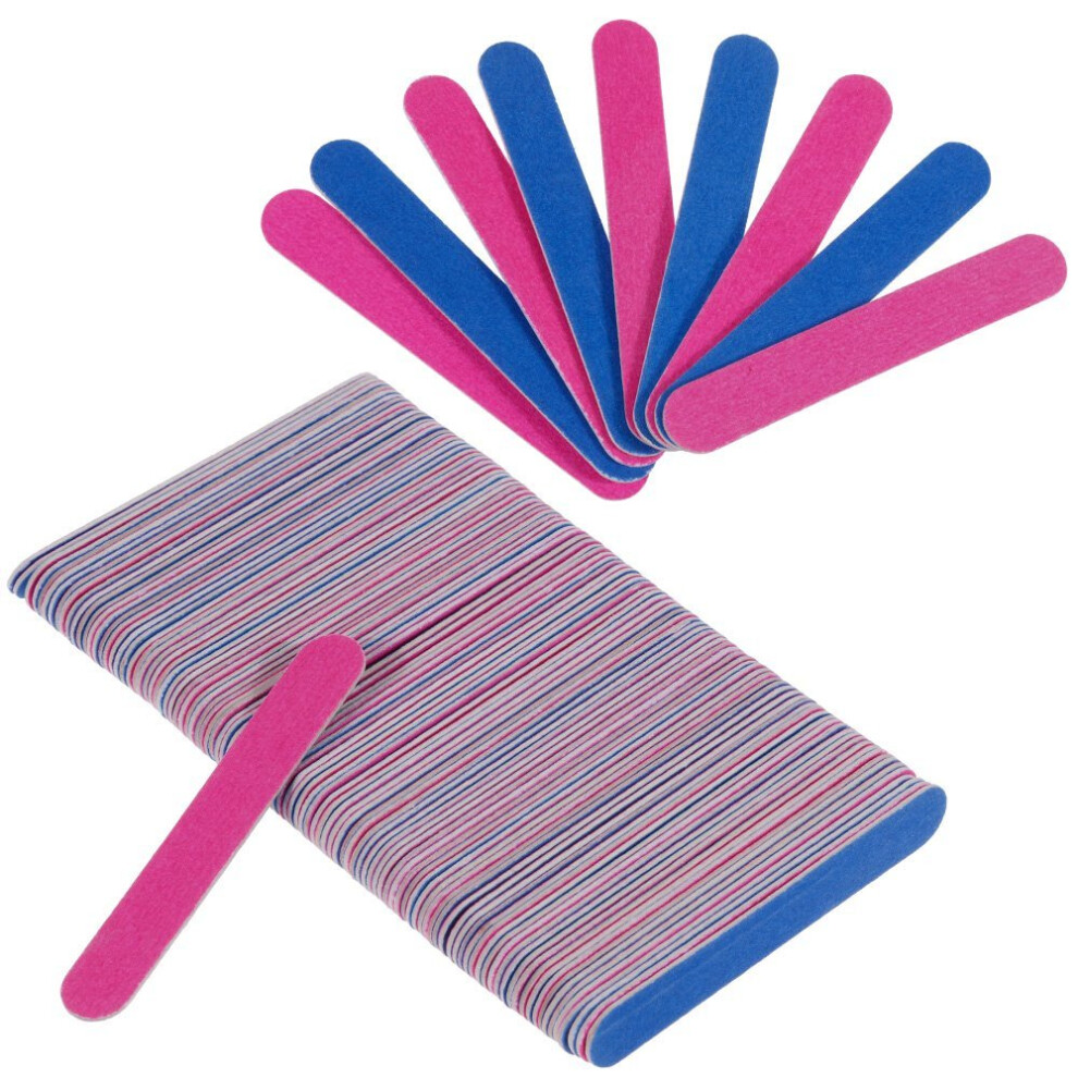Faburo 100 Pcs Disposable Nail File, Double Sided Emery Board, Nail Buffering Files For Home And Salon Use