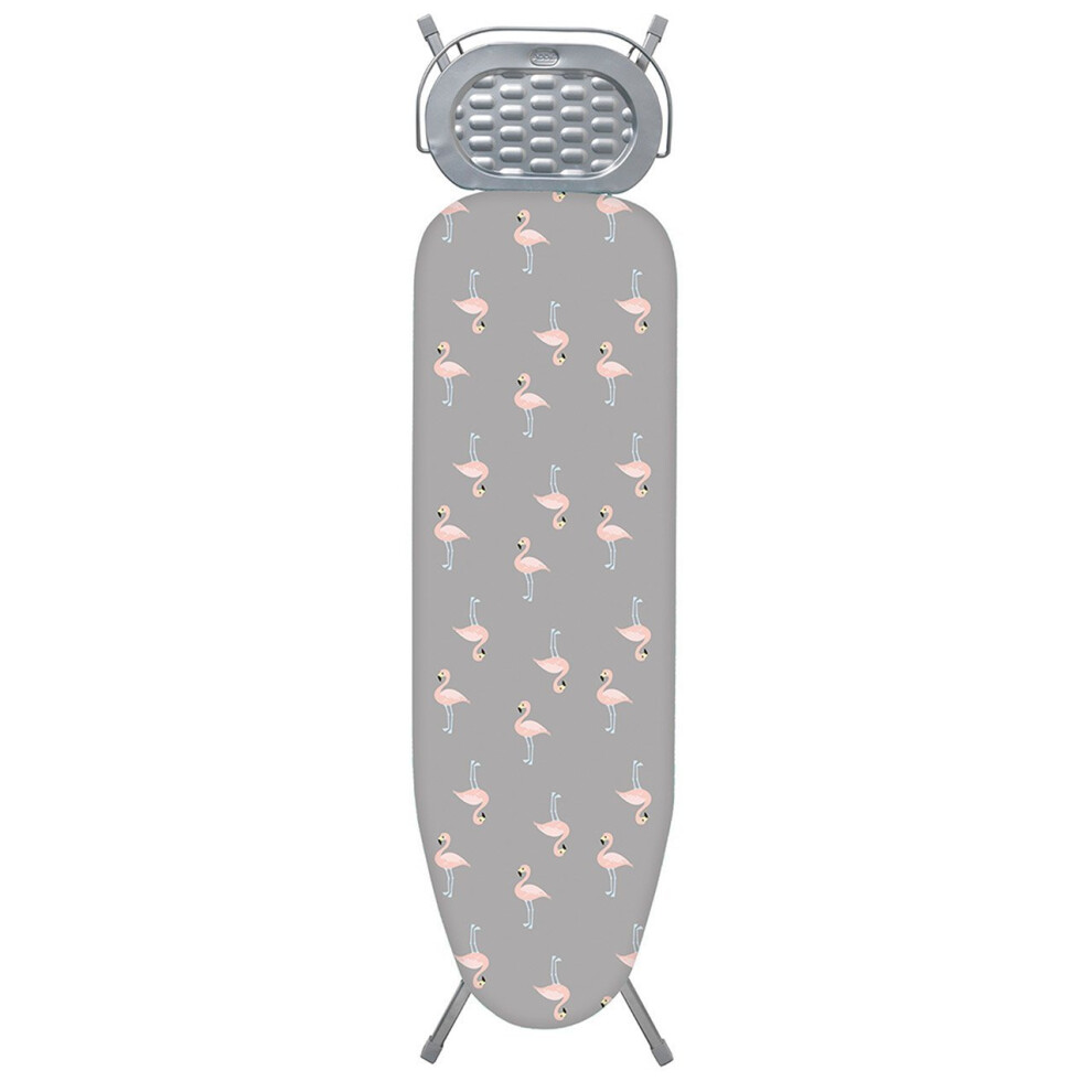 Addis Large Prefect fit Replacement Ironing Board Cover, up to 135 x 46 cm, Silver Flamingo Design, Cotton, Pink, 5 x 24 x 30 cm