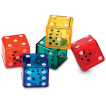 Leermiddelen Dobbelstenen in dobbelsteenemmer Rekenspeelgoed Manipulatieve set van 72 Leeftijden 6+ Meerkleurig 3/4 W in