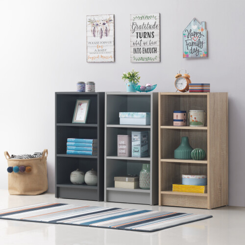 Timber Art Design UK Small 3 Tier Cube Bookcase Display Shelving Storage Unit Furniture Dark Grey 2