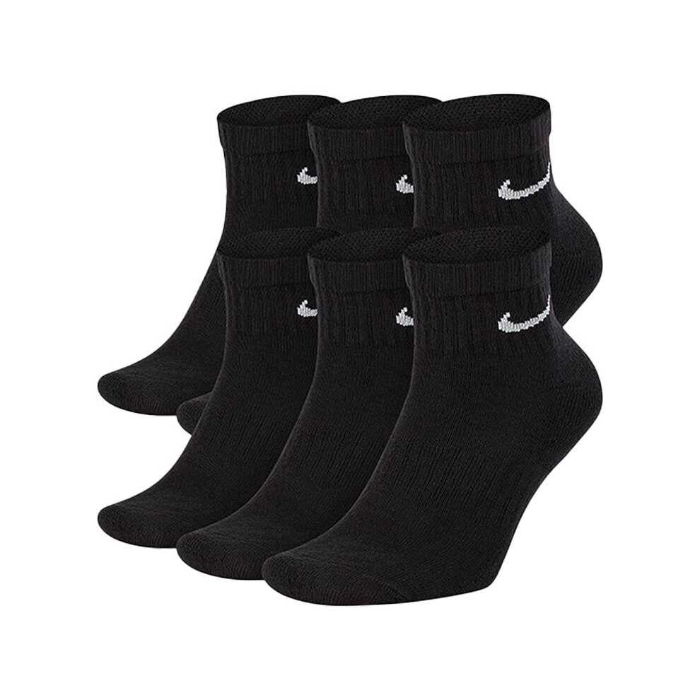 (Black, UK-2-5 / EU-34-38 / S) Nike SX7669 6 Pairs Dri-Fit Mens Ankle Socks