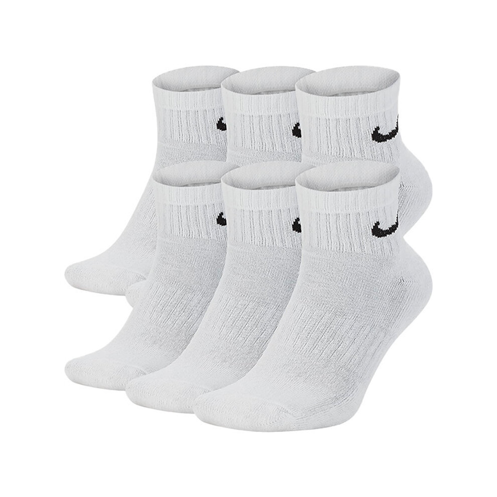 (White, UK-8-11 / EU-42-46 / L) Nike SX7669 6 Pairs Dri-Fit Mens Ankle Socks