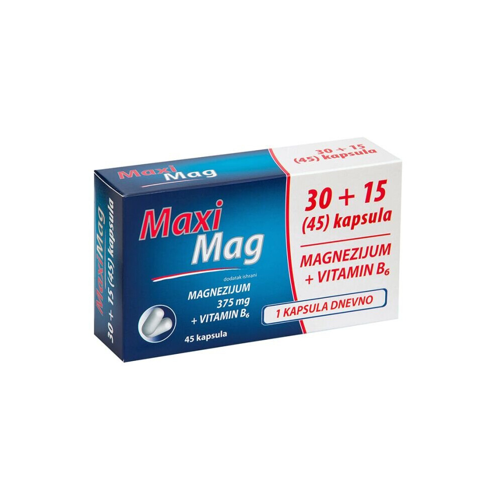 Maxi Mag 2X 45 Capsules Combination Of Magnesium And Vitamin B6