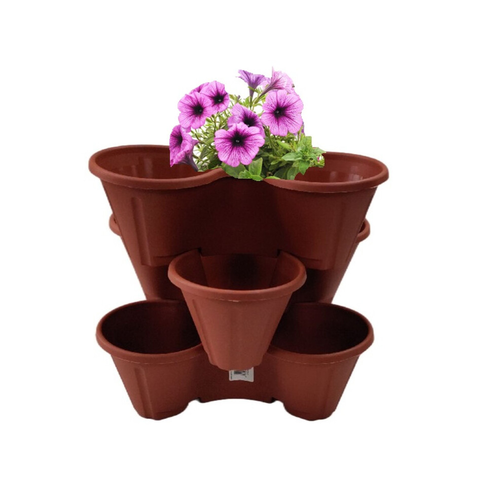 3 Terracotta Strawberry Trio Planter Flower Pot Stackable Plastic Pot