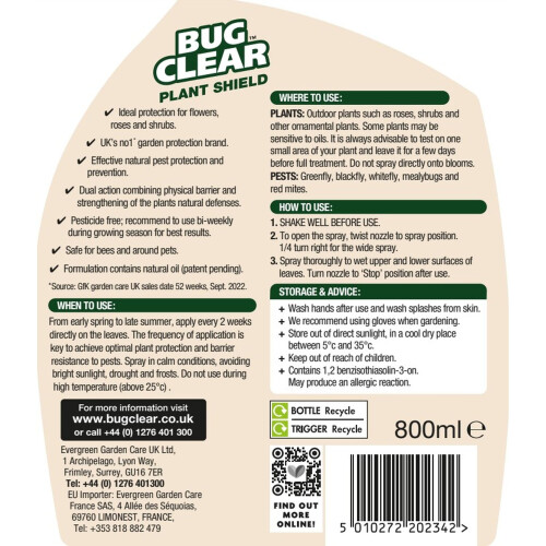 Bug Clear Plant Shield Spray Pesticide Free Bug Killer 800ml 2