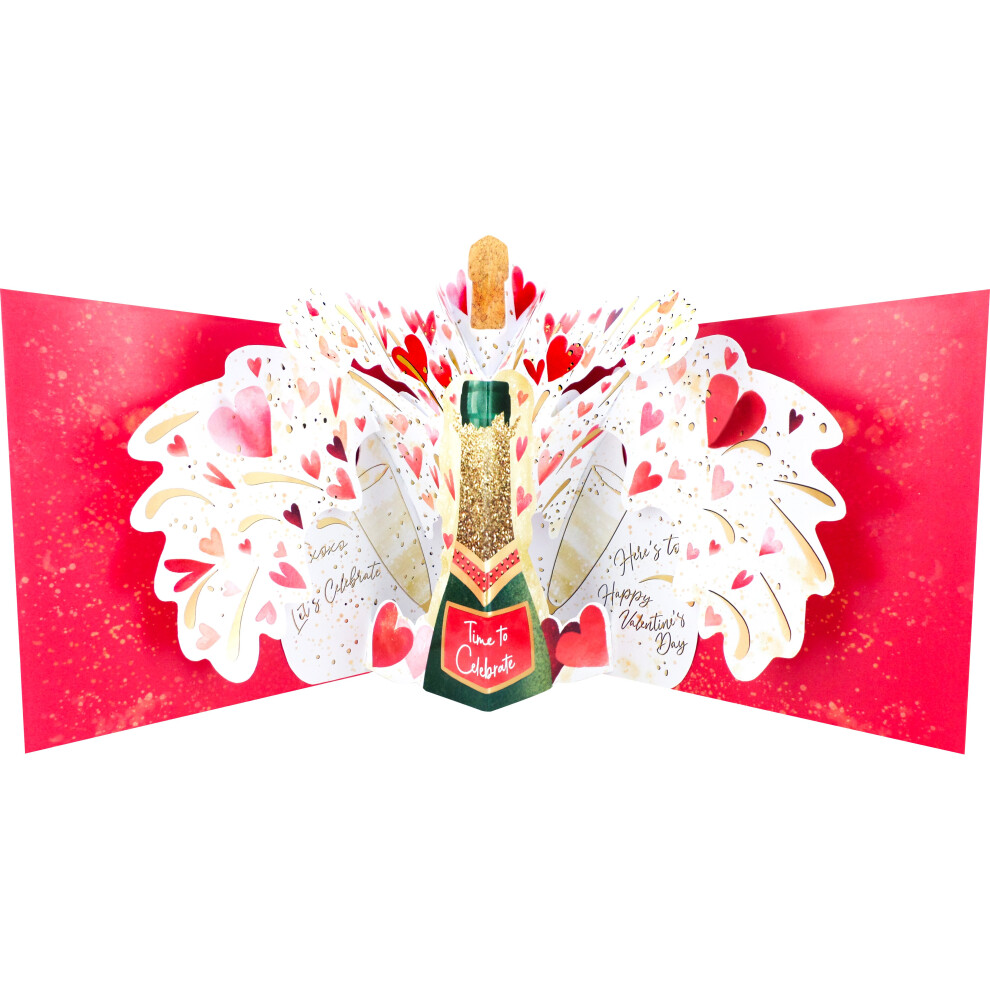 Second Nature Here's To Us Pop Up Champagne Bottle Valentine's Day Greeting Card