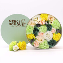 Soap Flower Round Box (Spring Celebrations in Yellow & Greens)