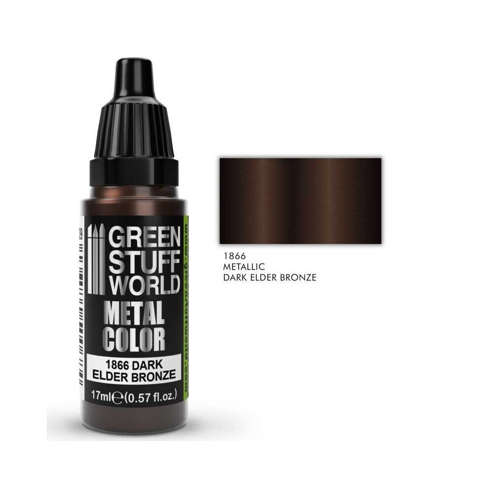 Green Stuff World Mettalic Paints 17ml Acrylic Brush Modelling - DARK ELDER BRONZE