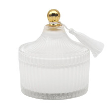 (Linen Candle Jar) Desire Boutique Glass Lidded Candle Jar 25H Burn