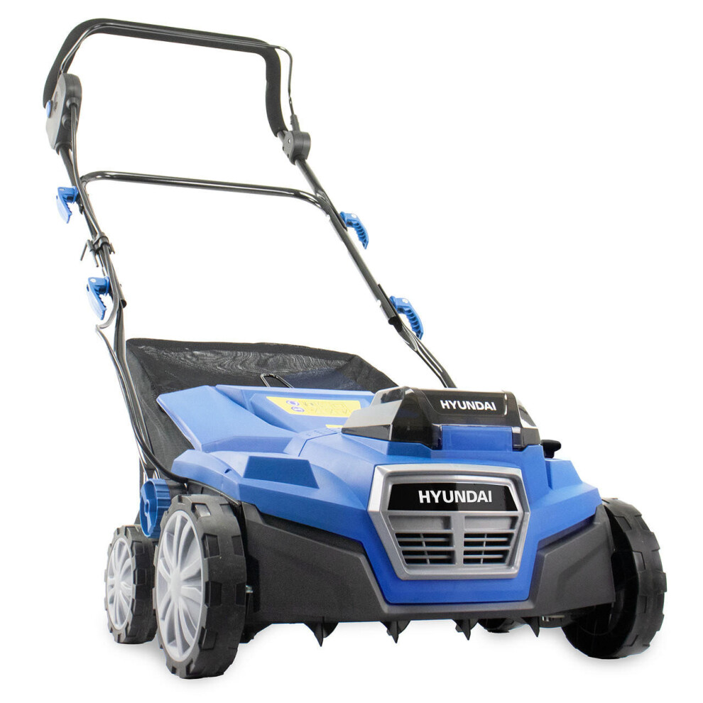 Hyundai 2 x 20V (40V) Cordless Lawn Scarifier, Aerator & Dethatcher Rake 380mm 4Ah Li-Ion Batteries Brushless  : HY2196