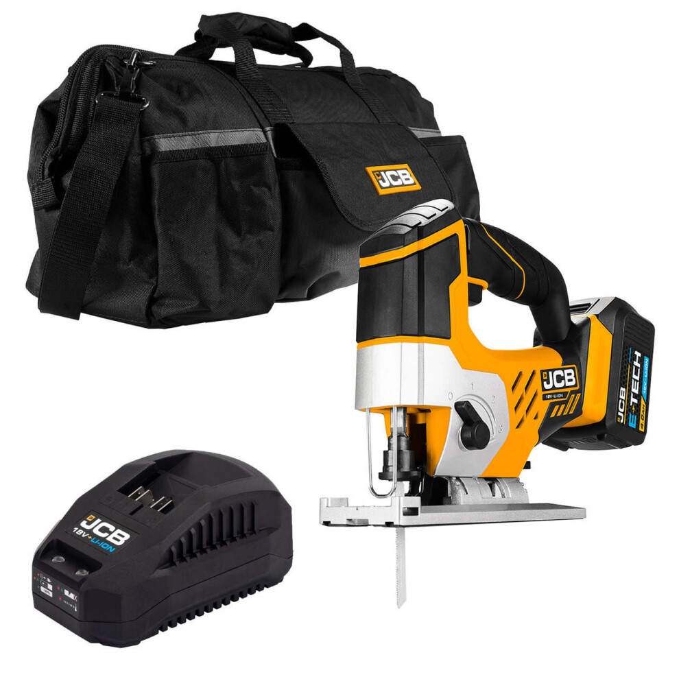 JCB 18V Jigsaw 1x4.0Ah Lithium-Ion Battery and charger in 20" kit bag : 21-18JS-4X-BG