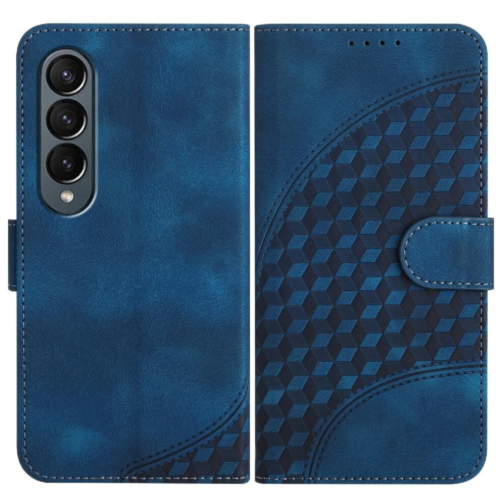 (Blue) Case For Samsung Galaxy Z Fold 4 Shockproof Leather Case Geometric Pattern PU Leather Flip Cover Magnetic Card Holder Flip Business