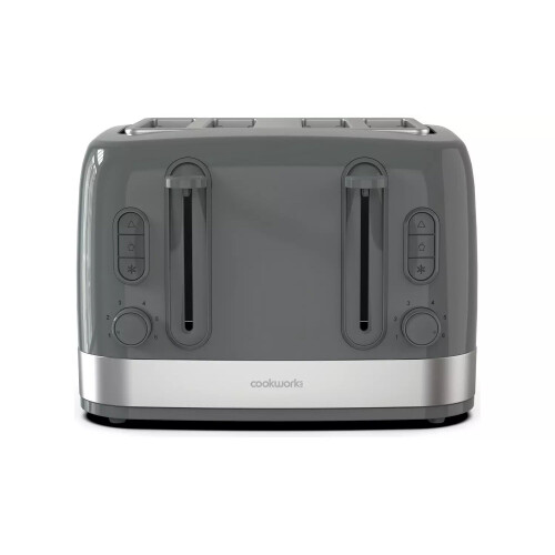 Illuminated 4 Slice Toaster Cool Touch And Crumb Tray - Stone Grey