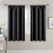 (Dark Grey, 46" x 54") Insulated Plain Curtains Heavy Thermal Blackout Pencil Pleat Curtain Pair Free Tieback
