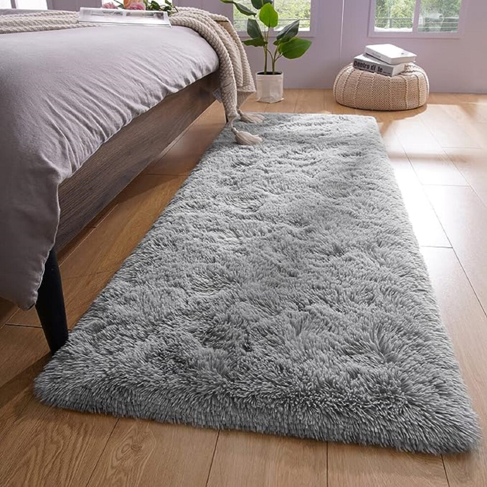 Aspire Homeware (60Cm X 220Cm (2Ft X 7Ft 3")- Runner Rug Carpet) Shaggy Rugs Large Soft Pile Living Room Rug Grey