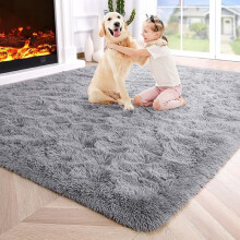 (160cm x 230cm (5ft 3" x 7ft 6")- Large Area Rug Carpet ) Grey Shaggy Rugs Large Soft Pile Living Room Rug