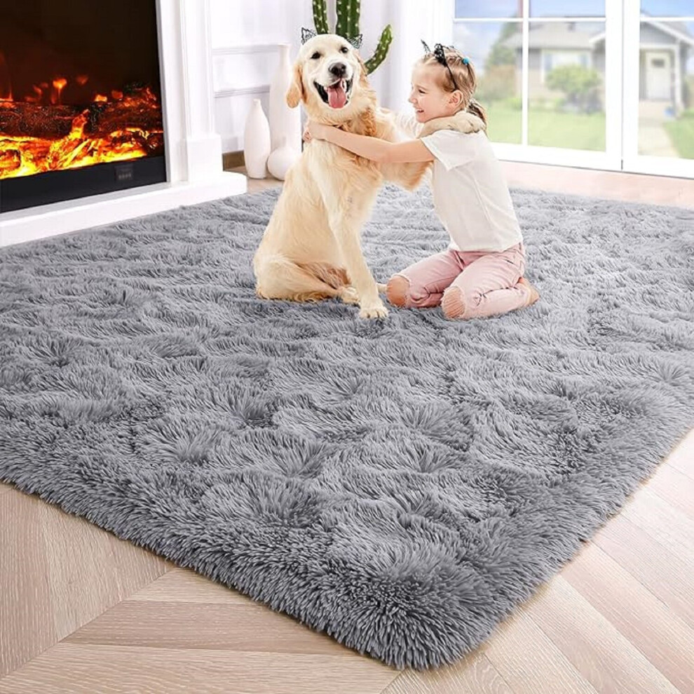 Aspire Homeware (160Cm X 230Cm (5Ft 3" X 7Ft 6")- Large Area Rug Carpet ) Shaggy Rugs Large Soft Pile Living Room Rug Grey