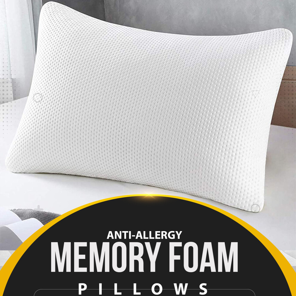 (Memory Foam Pillow x 1) Stripe Memory Foam Pillows Pack of 2 Pillows & Pillowcases