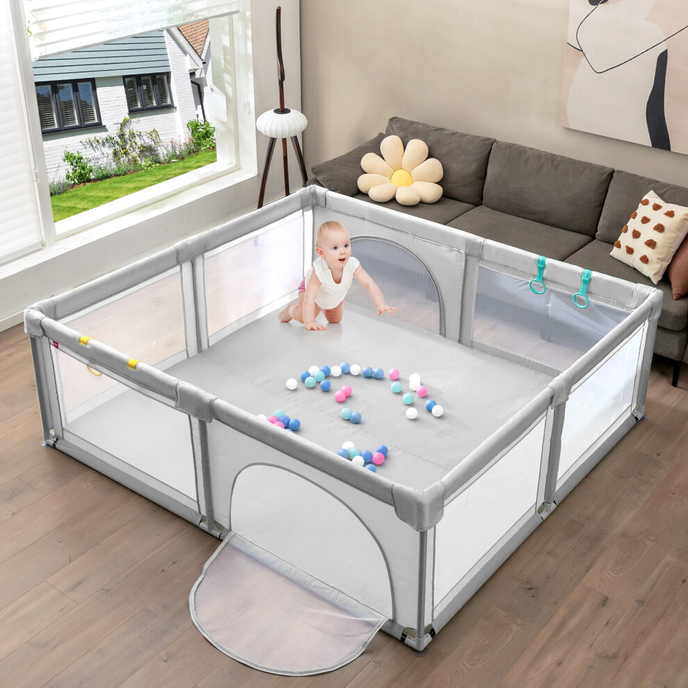Baby Playpen Portable Large Safety Infant Activity Center W/ 50 PCS Ocean Balls