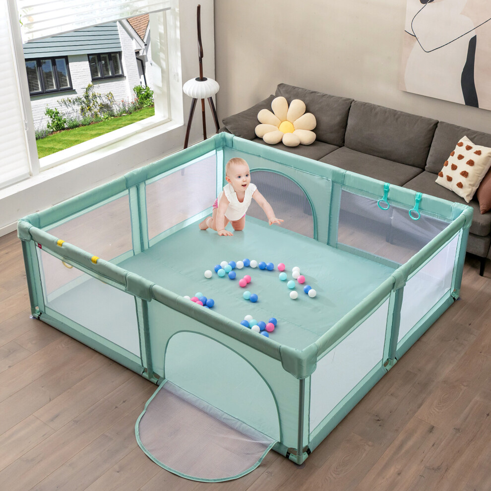 Baby Playpen Portable Large Safety Infant Activity Center W/ 50 PCS Ocean Balls