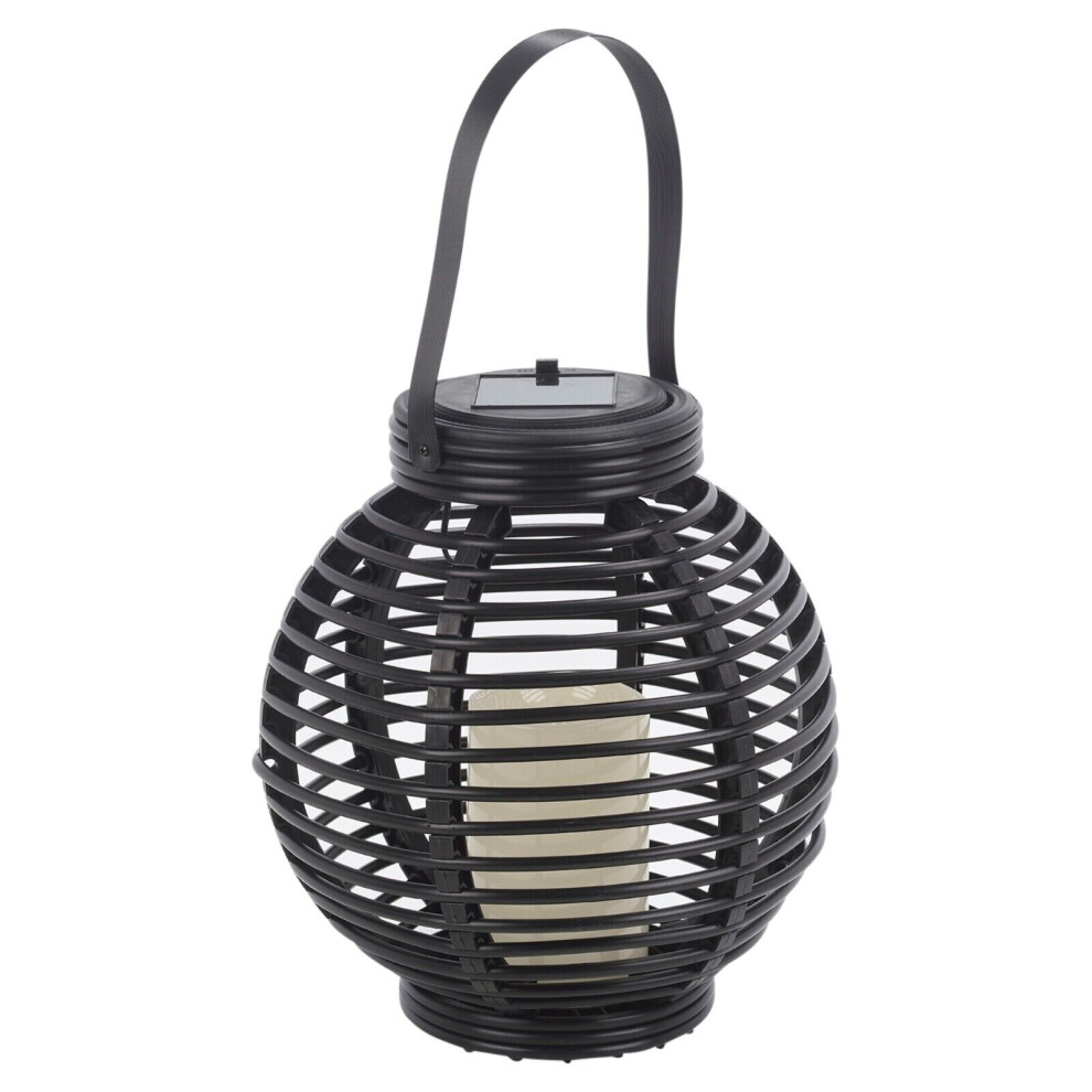 (Round) Warm White LED Solar Lantern Hanging with Handle Garden Decor