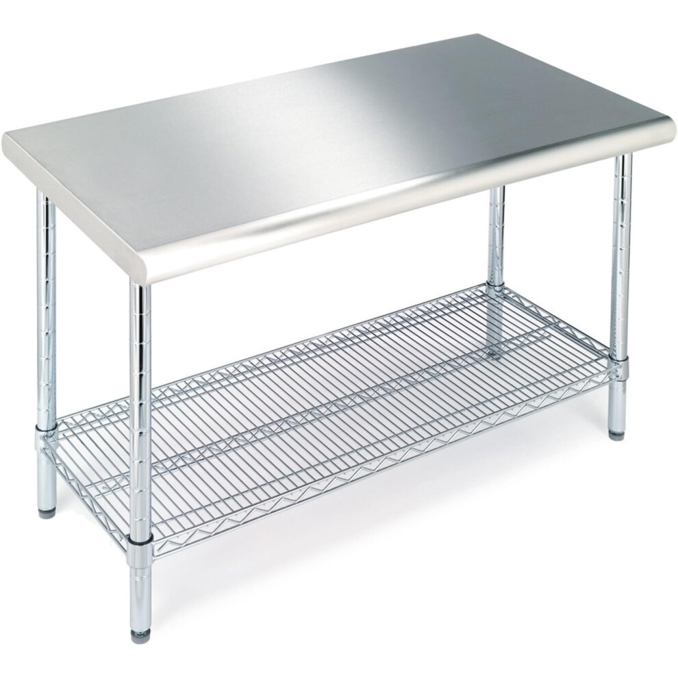 Seville Classics Commercial Stainless Steel Chrome Work Table