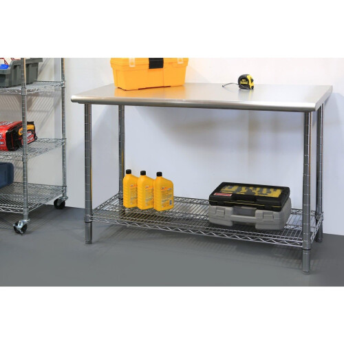 Seville Classics Commercial Stainless Steel Chrome Work Table 1