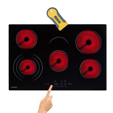AREBOS glass ceramic hob | 8700 W | 5 hobs | 77 cm | self-sufficient | incl. three-ring zone and roasting zone | with Sensor Touch | childproof lock