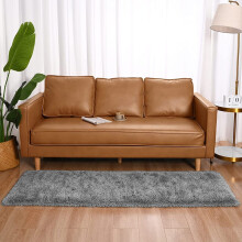(Grey, 60cm x 220cm (2ft x 7ft 7")) Large Non Slip Rugs Soft Shaggy Fluffy Runner Rug & Bath Door Mats