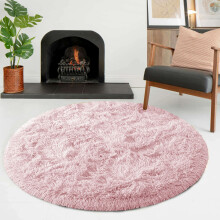 (Pink, 120cm x 120cm (4ft x 4ft)) Large Non Slip Rugs Soft Shaggy Fluffy Runner Rug & Bath Door Mats