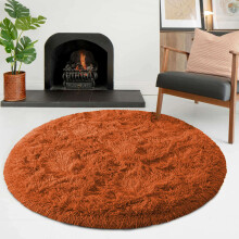 (Rust, 120cm x 120cm (4ft x 4ft)) Large Non Slip Rugs Soft Shaggy Fluffy Runner Rug & Bath Door Mats