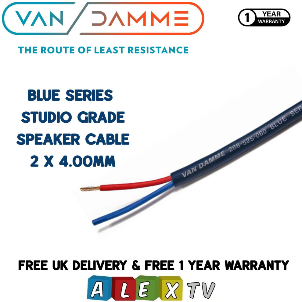 Van Damme Series Studio Grade 2 X 4.00Mm Twin Axial Speaker Cable 100M Blue 3301424102101