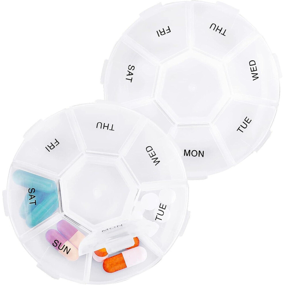 Protech Weekly Travel Pill Box Organiser, Bpa Free 7 Day 1 Times A Day Box To Hold Vitamins, Fish Oils, Supplements And Medication