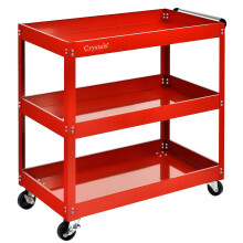 Tool Storage Heavy Duty Garage Trolley Workshop DIY 3 Tier Wheel Cart Shelf