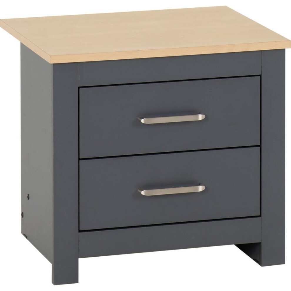 Portland 2 Drawer Bedside Grey Oak Effect