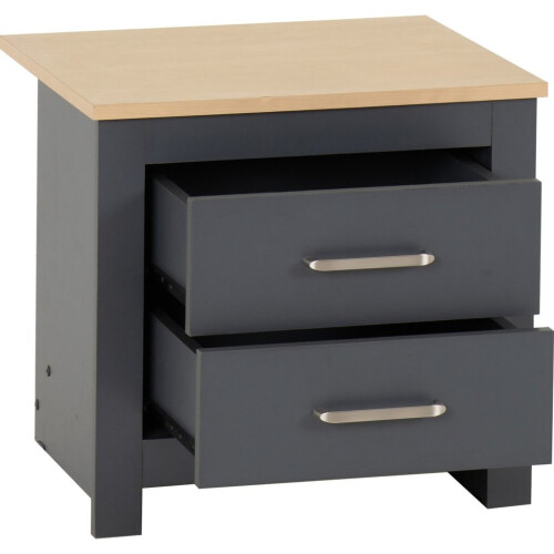 Seconique Portland 2 Drawer Bedside Grey Oak Effect 2