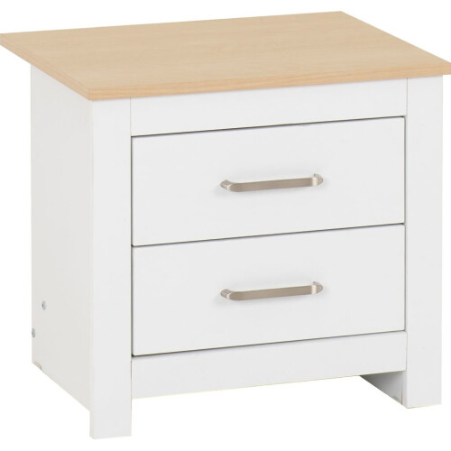 Seconique Portland 2 Drawer Bedside White Oak Effect