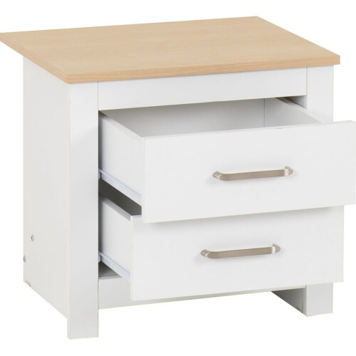 Seconique Portland 2 Drawer Bedside White Oak Effect 1