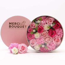 Soap Flower Gift Boxes Round Box (Baby Blessings in Shades of Pinks)