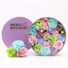 Soap Flower Gift Boxes Round Box (Baby Blessings in Shades of Blues)