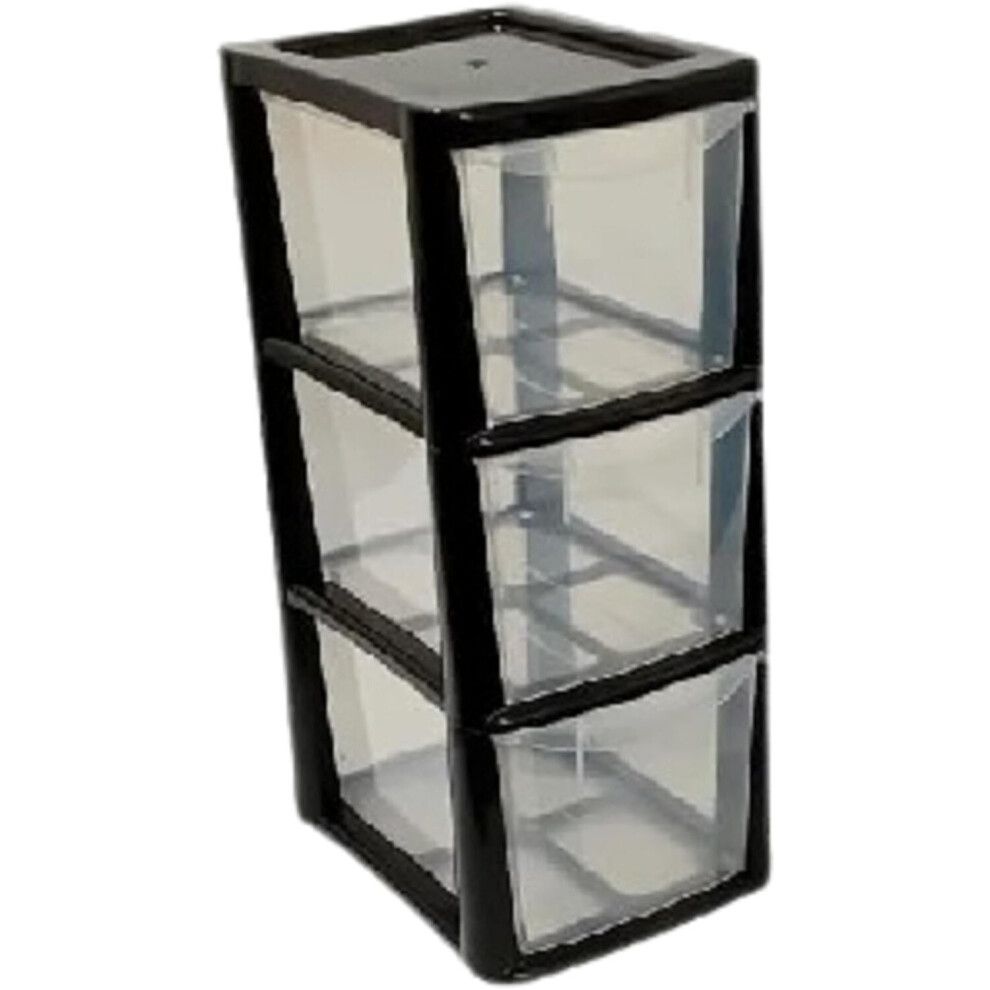 3 Tier Drawer Medium Black Tower Storage Unit Homes, Kitchen, Schools