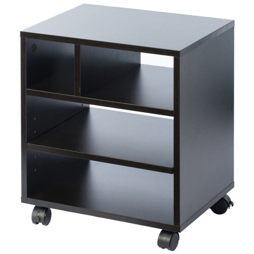 Black Portable Wooden Rolling Side Corner Printer Table Desk Home Office Wheels 2