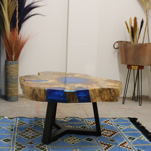 Sky Blue Tamarind and Resin Coffee Table 2