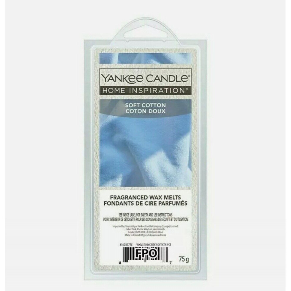 YANKEE CANDLE HOME INSPIRATION WAX MELT MELTS CUBES 75g SOFT COTTON